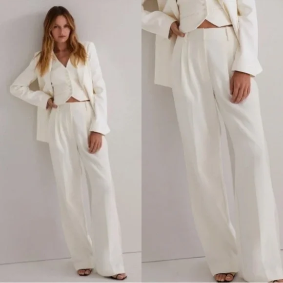 Favorite Daughter Wide Leg The Shortie Favorite Pant in Ivory White Size 10 NWT - Picture 1 of 16